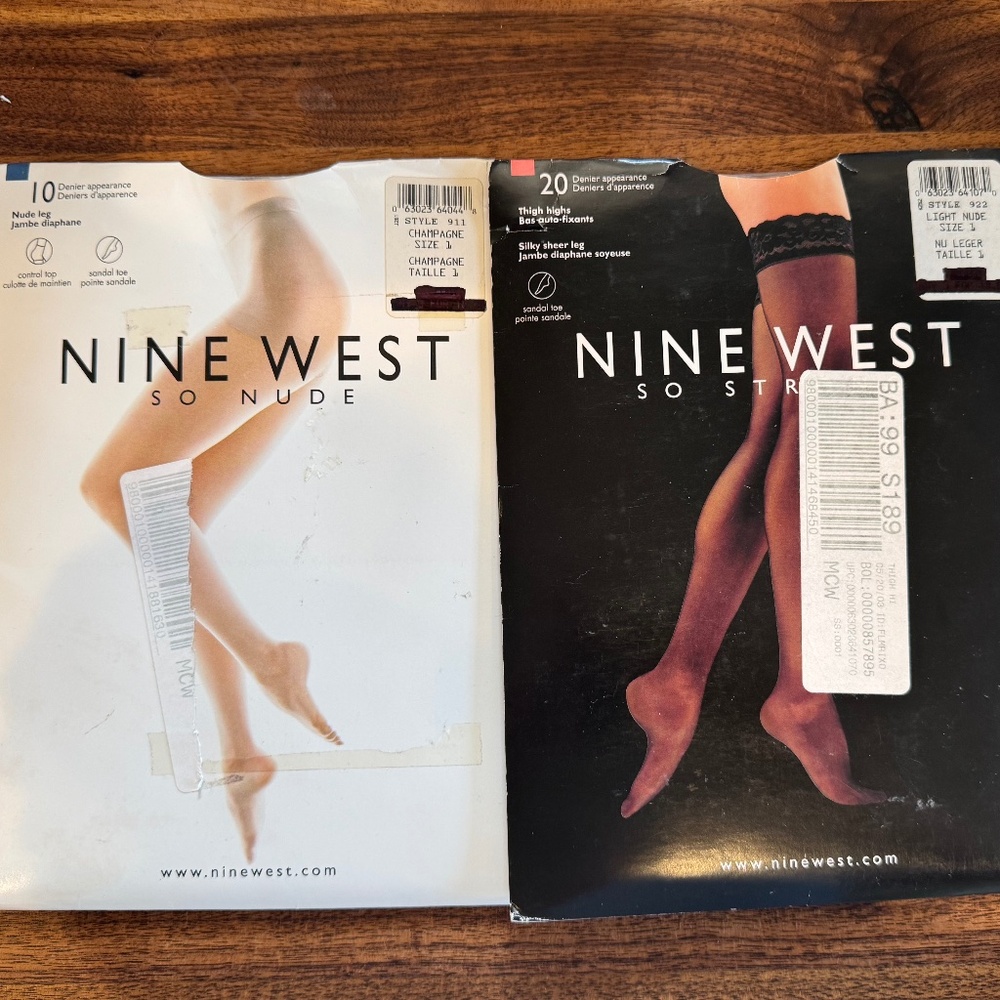 NINE WEST, lot of 2 pairs, Thigh-highs and Pantyhose, Size 1